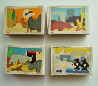 Vintage Juri Mini Wood Animals 4 Boxes Made By Holz - Spielwaren In West Germany