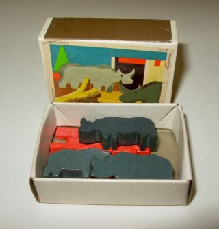 Vintage Juri mini wood animals 4 boxes made by Holz - Spielwaren in West Germany 5