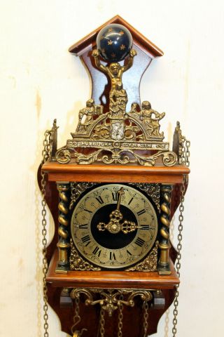 Old Wall Clock Dutch Zaanse Zaandam Warmink Wuba 8 Day Clock heigth 55 cm FHS 4