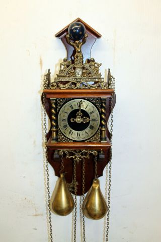 Old Wall Clock Dutch Zaanse Zaandam Warmink Wuba 8 Day Clock heigth 55 cm FHS 5
