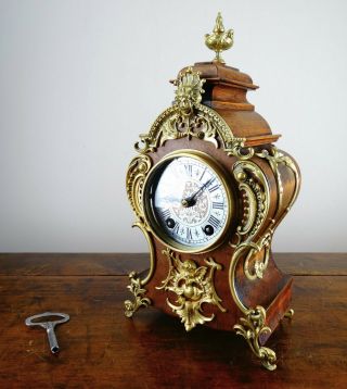 Antique Victorian Louis Xv Style Boulle Mantel Clock By Lenzkirch Germany C1890