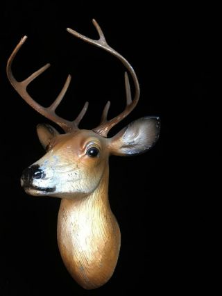 Vtg.  Cast Heavy Aluminum Metal Deer Head W Antlers Wall Hanger Figurine Wildlife