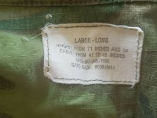 USMC ERDL Camo Shirt COAT post Vietnam War size Large Long 4