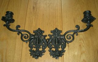 Vintage Gothic Ornate Solid Brass Wall Candle Holders Sconces