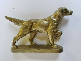 Antique Hubley Golden Retriever Pointer Hunting Dog 7 1/2 " On Stand 1930 