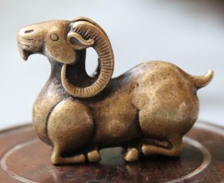 Chinese Copper Bronze Feng Shui Zodiac Year Goat Wealth Goat Sheep Statue A008
