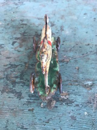 Antique 1800’s Tin Horse Pull Toy on Wheels Paint 3