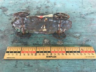 Antique 1800’s Tin Horse Pull Toy on Wheels Paint 5