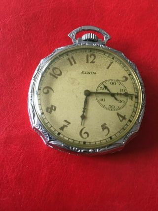 Antique 1896 Elgin Pocket Watch 6s,  7j,  Model 2,  With Fancy Case Runs