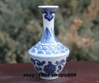 12 Cm China Blue White Porcelain & Pottery Handwork Painted Flower Vase Pot 37