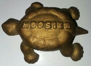 Antique Hoosier Cast Iron Turtle Paperweight Indiana Statue Sculpture.