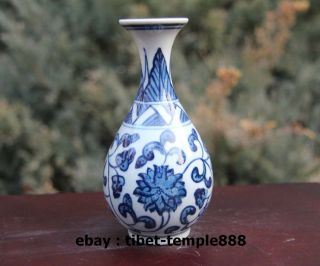 13 Cm China Blue White Porcelain & Pottery Handwork Painted Flower Vase Pot 34