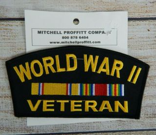 Wwii World War Ii Veteran Shoulder Patch W/ Service Ribbons Us Military Vet Nos