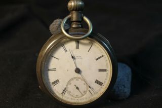 Antique Aw.  Co Waltham Sterling Silver Wm Ellery Engraved Case Runs Pocket Watch