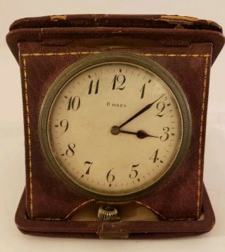 Antique Art Deco Swiss 15j Folding Travel Desk Clock Majestic Watch Co.