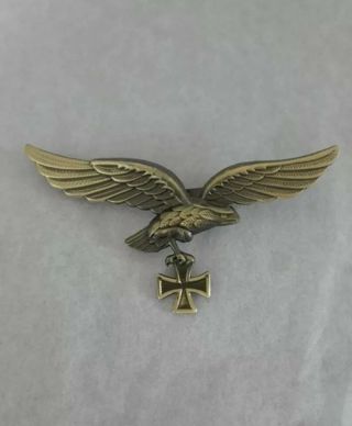 Ww2 German Cross Air Force Army Militray Luftwaffe Cap Badge Medal Antique Bronz