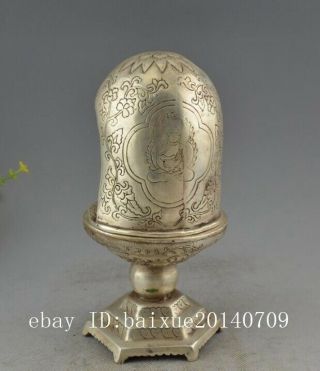 china old cooper - plating silver hand - made pagoda statue candlestick e01 2