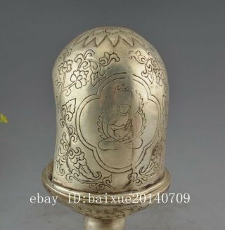 china old cooper - plating silver hand - made pagoda statue candlestick e01 3