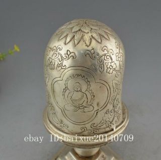 china old cooper - plating silver hand - made pagoda statue candlestick e01 5