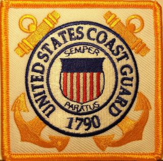 United States Coast Guard Embroidery Patch Iron - On Gold Uscg Emblem