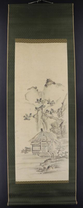 JAPANESE HANGING SCROLL ART Painting Sansui Landscape Asian antique E8151 2