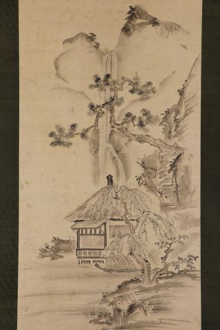 JAPANESE HANGING SCROLL ART Painting Sansui Landscape Asian antique E8151 4