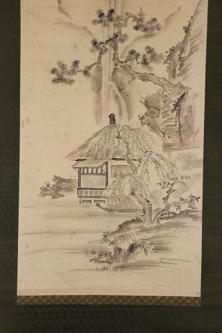 JAPANESE HANGING SCROLL ART Painting Sansui Landscape Asian antique E8151 5