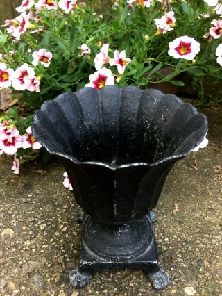 Antique Vintage Garden Cast Iron Footed Urn Planter Vase