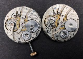 2 - 1911 & 1912 E Howard 12s 17j Pocket Watch Movements Series 7/1908 Parts/repair