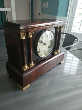 Antique Sessions 4 Pillar Mantle Clock,  Half Hour Strike,  Cathedral Gong 2