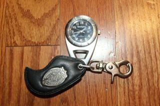 Remington Belt Clip Pocket Watch Silver Watch Black Leather Case Water Resistant