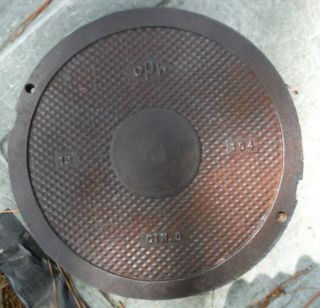 Vintage Opw Small Man Hole Cover Or Round Access Panel (13 " Diameter)