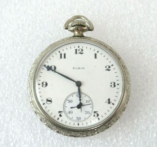Antique Elgin Natl Watch Co.  Usa Illinois Pocket Watch Engraved Sheild