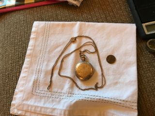 Trenton Gold Fill Hunter Case Parts/restoration Pocket Watch & 26” Gf Chain Fob