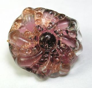 Bb Antique Charmstring Glass Button Amethyst Paperweight Flower Mold - 9/16 "