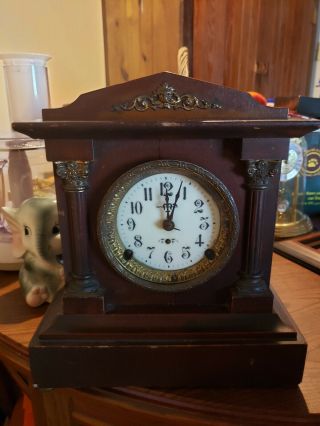 Antique Seth Thomas Mini 8 - Day 103 Mantel Mantle Clock Beveled Glass Rare