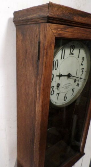 Double Wind Oak International Time Recording Co Clock Circa 1920 7