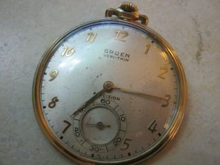 Vintage Gruen Veri Thin Pocket Watch 10k Gold Filled