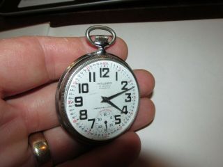 MILBER 17 Jewel Incabloc TRAIN POCKET WATCH – Berman Watch Company –RUNS & STOPS 5