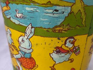 1930s J CHEIN & Co TIN Litho SAND PAIL Easter Bunny RABBIT AIRPLANE Chick DUCK 5