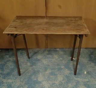 Antique Wooden Folding Sewing Table Work Table 21 X 36 Wood Strap Patina