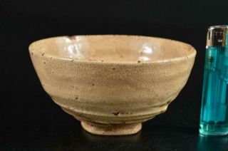 S5102: Japanese Old Kiyomizu - ware White glaze TEA BOWL Green tea tool 8
