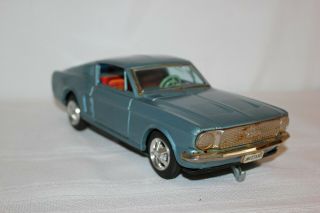 Vintage Battery Operated Bump N Go Ford Mustang Tin Litho Toy Car Japan Taiyo