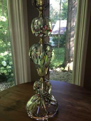 Early Zimmerman Studio Art Glass Hand Blown Paperweight Table Lamp 1977