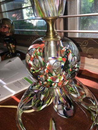 Early Zimmerman Studio Art Glass Hand Blown Paperweight Table Lamp 1977 2