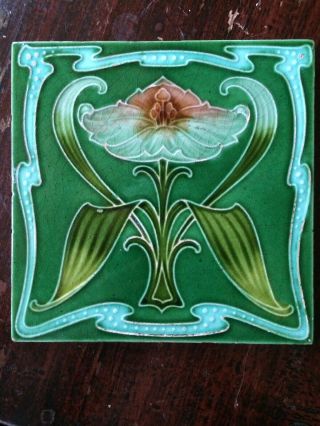 Victorian Poppy Flower Art Nouvelle Tile