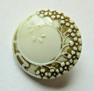 Most Stunning Antique Vtg Victorian Sepia Glass Picture Button Flowers 7/8 " (m)