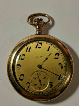 Elgin Antique Pocket Watches in gold tone 10 & 20 year guaranteed cases 3