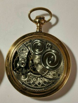 Elgin Antique Pocket Watches in gold tone 10 & 20 year guaranteed cases 4