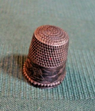 Vintage Stern Brothers Sterling Thimble Seaside Scene W/lighthouse And Sailboat